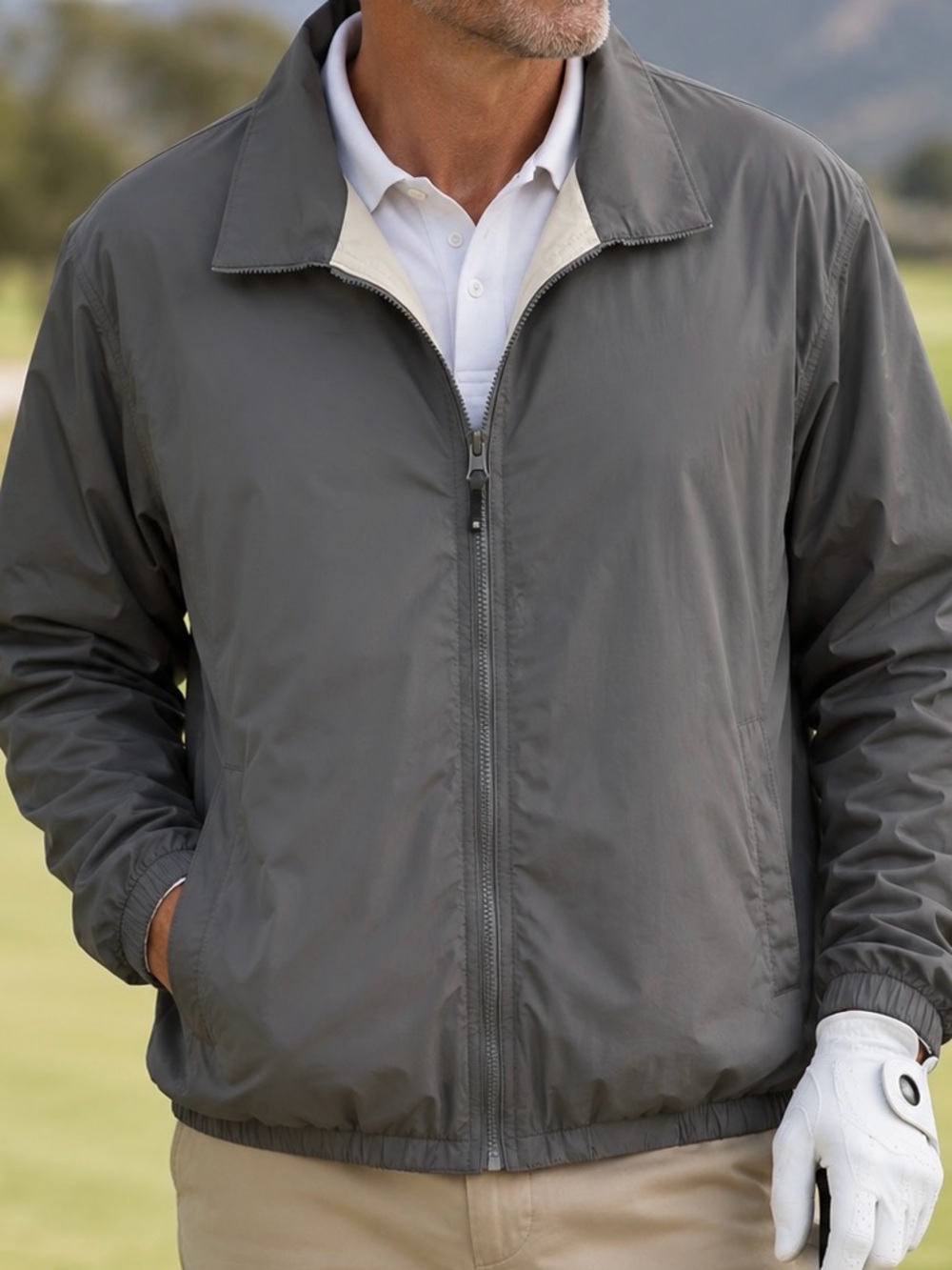 Men's Reversible Gray Golf Jacket Size L NWOT